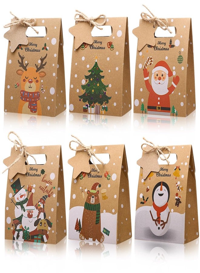 Naler 24 PCS Christmas Small Gift Boxes with Ornaments Tags- 4.7x3.7x2.4in, Christmas Treat Boxes for Donuts Cupcake Candy, Kraft Paper Gift Wrap Bags Party Favors - Image 1